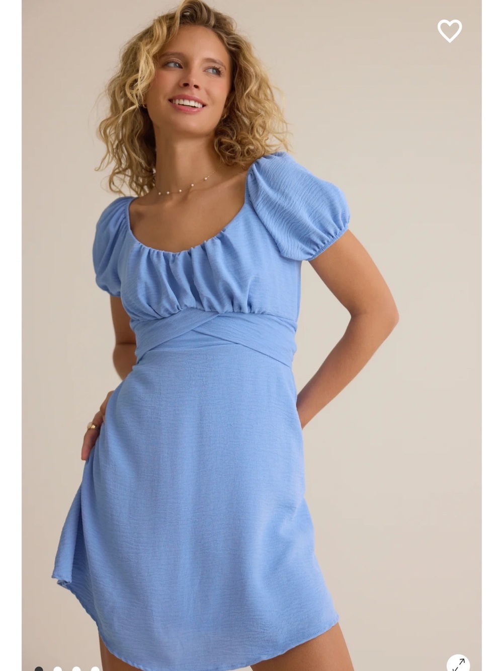 Altar'd State Baby Blue Puff Sleeve Empire Dress size medium.